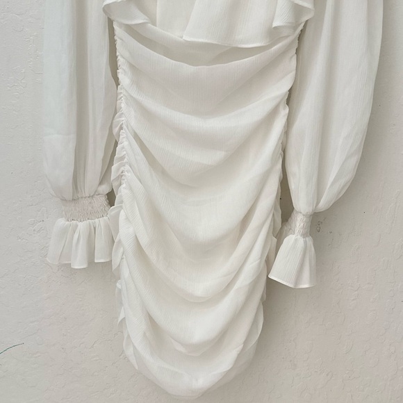 REVOLVE Camila Coelho Valerie Mini Dress XS White Ruffle Bodycon - Picture 4 of 5